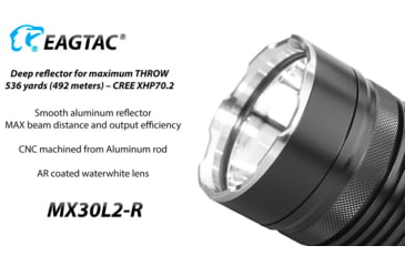Image of EAGTAC MX30L2R XHP70.2 Flashlight, 32650 13000mAh li-ion, NW LED, 4205 Lumen, Black, MX30L2R-XHP702-NW