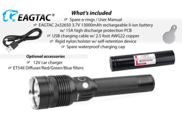 Image of EAGTAC MX30L2R XHP70.2 Flashlight, 32650 13000mAh li-ion, NW LED, 4205 Lumen, Black, MX30L2R-XHP702-NW