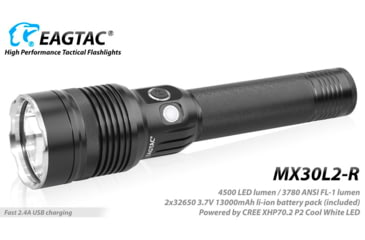 Image of EAGTAC MX30L2R XHP70.2 Flashlight, 32650 13000mAh li-ion, NW LED, 4205 Lumen, Black, MX30L2R-XHP702-NW