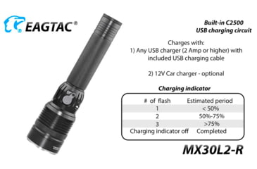 Image of EAGTAC MX30L2R XHP70.2 Flashlight, 32650 13000mAh li-ion, NW LED, 4205 Lumen, Black, MX30L2R-XHP702-NW