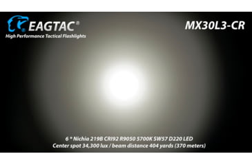 Image of EAGTAC MX30L3-CR Flashlight Kit, 6 Nichia 219B 5700K CRI92 R9050 SW57 D220 LED, 3600lm, Black, MX30L3CR-6*SST20-KIT-NW