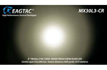 Image of EAGTAC MX30L3-CR Flashlight Kit, 6 Nichia 219B 5700K CRI92 R9050 SW57 D220 LED, 3600lm, Black, MX30L3CR-6*SST20-KIT-NW