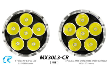 Image of EAGTAC MX30L3-CR Flashlight Kit, 6 Nichia 219B 5700K CRI92 R9050 SW57 D220 LED, 3600lm, Black, MX30L3CR-6*SST20-KIT-NW