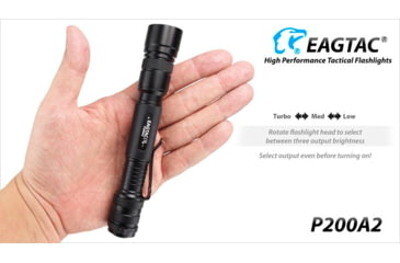Image of EAGTAC P200A2 Flashlight, UV 365nm, 1000 mW, Black, 1000 mW, P200A2-UV365NM
