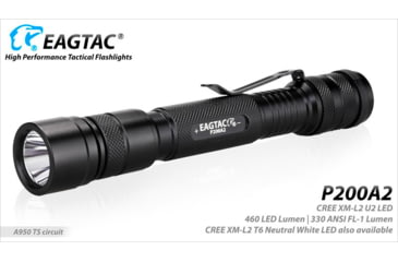 Image of EAGTAC P200A2 Flashlight, UV 365nm, 1000 mW, Black, 1000 mW, P200A2-UV365NM