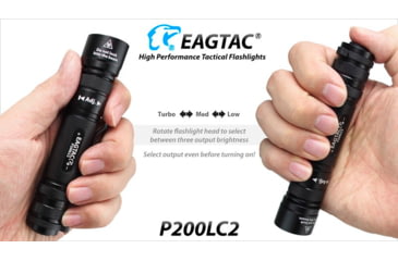 Image of EAGTAC P200LC2 Flashlight, UV 365nm, 1000 mW, Black, 1000 mW, P200LC2-UV-365NM