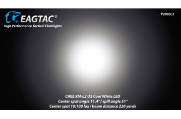 Image of EAGTAC P200LC2 Flashlight, UV 365nm, 1000 mW, Black, 1000 mW, P200LC2-UV-365NM