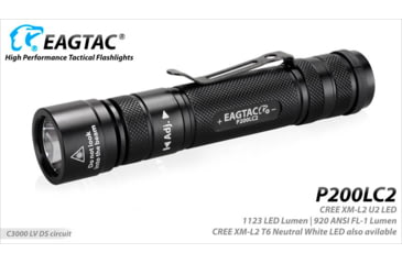 Image of EAGTAC P200LC2 Flashlight, UV 365nm, 1000 mW, Black, 1000 mW, P200LC2-UV-365NM