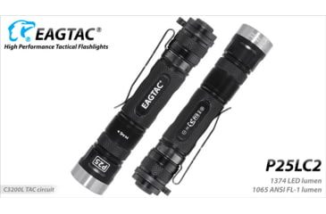 Image of EAGTAC P25LC2 Flashlight, XM-L2 U2 NW LED, 1200lm, Black, P25LC2-XML2-NW