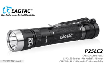 Image of EAGTAC P25LC2 Flashlight, XM-L2 U2 NW LED, 1200lm, Black, P25LC2-XML2-NW
