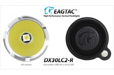Image of Eagtac Rechargeable DX30LC2-R XPL HI 1160 Lumens LED Flashlight, Black, Medium, DX30LC2RXPLHI