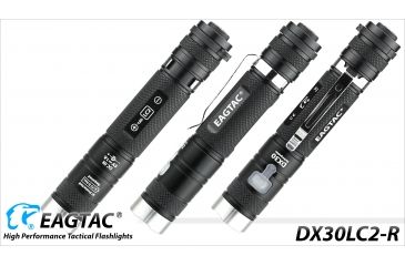 Image of Eagtac Rechargeable DX30LC2-R XPL HI 1160 Lumens LED Flashlight, Black, Medium, DX30LC2RXPLHI