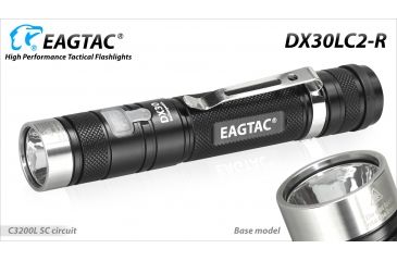Image of Eagtac Rechargeable DX30LC2-R XPL HI 1160 Lumens LED Flashlight Kit, Black, Medium, DX30LC2RXPLHIKIT