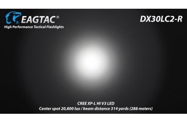 Image of Eagtac Rechargeable DX30LC2-R XPL HI 1160 Lumens LED Flashlight Kit, Black, Medium, DX30LC2RXPLHIKIT