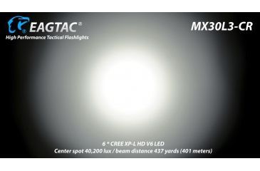 Image of Eagtac Rechargeable MX30L3C-R 6XPL HD 6000 Lumens LED Flashlight, Black, Medium, 2887