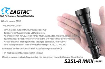 Image of EAGTAC S25L-R Base Flashlight, XHP35 HI CW LED, 1870lm, Black, Medium 4155