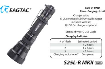 Image of EAGTAC S25L-R Base Flashlight, XHP35 HI CW LED, 1870lm, Black, Medium 4155