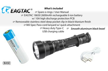 Image of EAGTAC S25L-R Base Flashlight, XHP35 HI CW LED, 1870lm, Black, Medium 4155