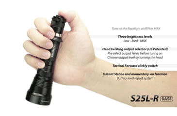 Image of EAGTAC S25L-R Base Flashlight, XHP35 HI NW LED, 1750lm, Black, S25LR-XHP35-HI-BASE-NW