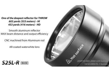 Image of EAGTAC S25L-R Base Flashlight, XHP35 HI NW LED, 1750lm, Black, S25LR-XHP35-HI-BASE-NW