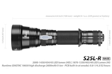 Image of EAGTAC S25L-R Base Flashlight, XHP35 HI NW LED, 1750lm, Black, S25LR-XHP35-HI-BASE-NW