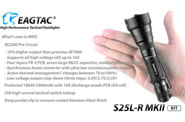 Image of EAGTAC S25L-R Flashlight Kit, XHP35 HI CW LED, 1870lm, Black, Medium 4157