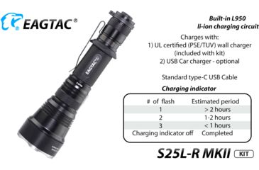 Image of EAGTAC S25L-R Flashlight Kit, XHP35 HI CW LED, 1870lm, Black, Medium 4157