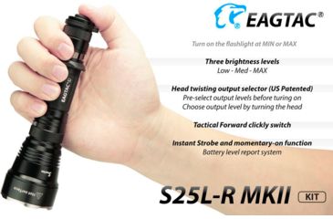 Image of EAGTAC S25L-R Flashlight Kit, XHP35 HI CW LED, 1870lm, Black, Medium 4157