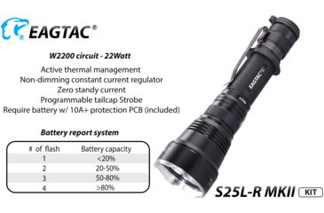 Image of EAGTAC S25L-R Flashlight Kit, XHP35 HI CW LED, 1870lm, Black, Medium 4157
