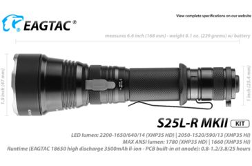 Image of EAGTAC S25L-R Flashlight Kit, XHP35 HI CW LED, 1870lm, Black, Medium 4157