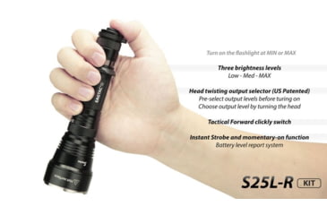 Image of EAGTAC S25L-R Flashlight Kit, XHP35 HI NW LED, 1750lm, Black, S25LR-XHP35-HI-KIT-NW