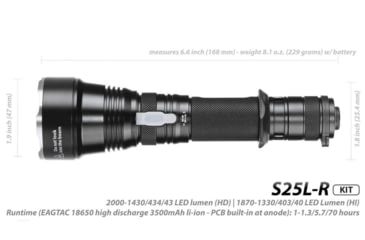 Image of EAGTAC S25L-R Flashlight Kit, XHP35 HI NW LED, 1750lm, Black, S25LR-XHP35-HI-KIT-NW