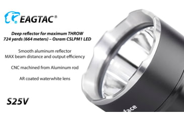Image of EAGTAC S25V CSLPM1 Flashlight, 21700 5000mAh li-ion, CW LED, 1200 Lumen, Black, S25V-CSLPM1-CW