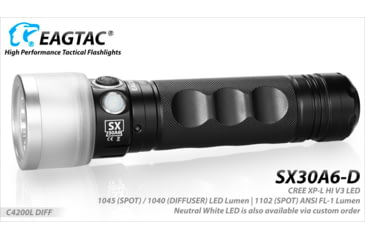 Image of EAGTAC SX30A6-D Flashlight, XPL HI CW w/ LEDarray LED, 1405lm w/ 1040lm, Black, SX30A6D-XPLHI-CW