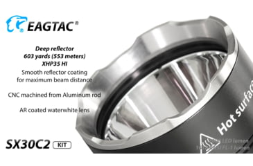Image of EAGTAC SX30C2 Base Flashlight, XHP35 HD CW LED, 2000lm, Black, SX30C2-XHP35-HD-BASE-CW
