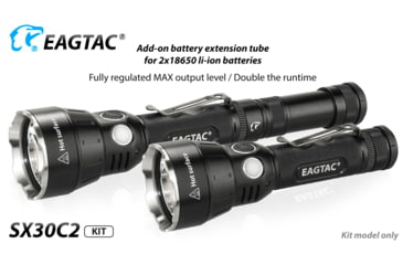 Image of EAGTAC SX30C2 Base Flashlight, XHP35 HD CW LED, 2000lm, Black, SX30C2-XHP35-HD-BASE-CW