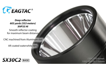 Image of EAGTAC SX30C2 Base Flashlight, XHP35 HD CW LED, 2000lm, Black, SX30C2-XHP35-HD-BASE-CW