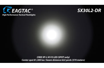 Image of EAGTAC SX30L2-DR Flashlight, XPL HI CW w/ LEDarray LED, 1700lm w/ 940lm, Black, SX30L2-DR-XPLHI-BASE-CW