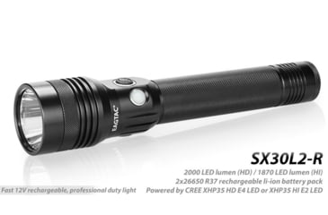 Image of EAGTAC SX30L2-R Flashlight, XHP35 HD CW LED, 2000lm, Black, SX30L2R-XHP35-HD-REG-CW
