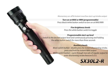 Image of EAGTAC SX30L2-R Flashlight, XHP35 HD CW LED, 2000lm, Black, SX30L2R-XHP35-HD-REG-CW