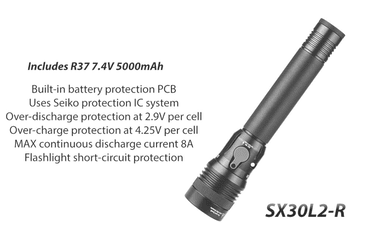 Image of EAGTAC SX30L2-R Flashlight, XHP35 HD CW LED, 2000lm, Black, SX30L2R-XHP35-HD-REG-CW