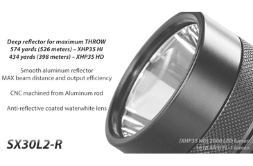 Image of EAGTAC SX30L2-R Flashlight, XHP35 HD CW LED, 2000lm, Black, SX30L2R-XHP35-HD-REG-CW