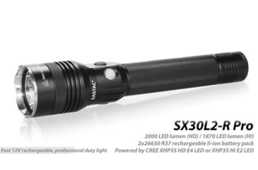 Image of EAGTAC SX30L2-R Pro Flashlight, XHP35 HD CW LED, 2000lm, Black, SX30L2R-XHP35-HD-PRO-CW