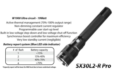 Image of EAGTAC SX30L2-R Pro Flashlight, XHP35 HD CW LED, 2000lm, Black, SX30L2R-XHP35-HD-PRO-CW