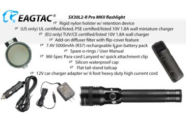 Image of EAGTAC SX30L2-R Pro MK II Flashlight, XHP35 HD CW LED, 2000lm, Black, Medium 4137