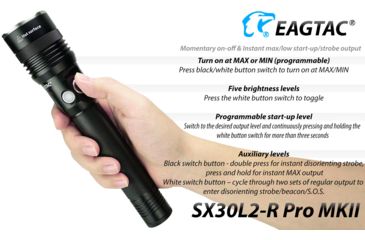 Image of EAGTAC SX30L2-R Pro MK II Flashlight, XHP35 HD CW LED, 2000lm, Black, Medium 4137