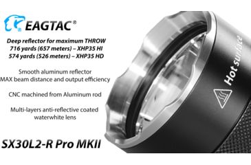Image of EAGTAC SX30L2-R Pro MK II Flashlight, XHP35 HD CW LED, 2000lm, Black, Medium 4137