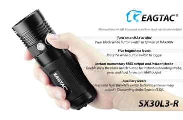 Image of EAGTAC SX30L3-R Flashlight, XHP70.2 CW LED, 4850lm, Black, SX30L3R-XHP702-REG-CW