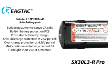 Image of EAGTAC SX30L3-R Pro Flashlight, XHP70.2 CW LED, 4850lm, Black, SX30L3R-XHP702-PRO-CW