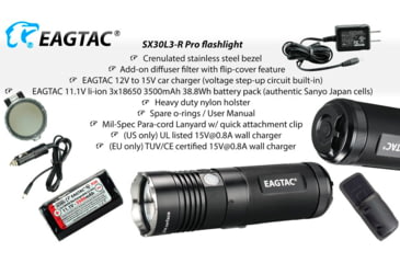 Image of EAGTAC SX30L3-R Pro Flashlight, XHP70.2 CW LED, 4850lm, Black, SX30L3R-XHP702-PRO-CW